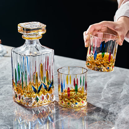 Lüks kristal cam altın kaplama viski seti