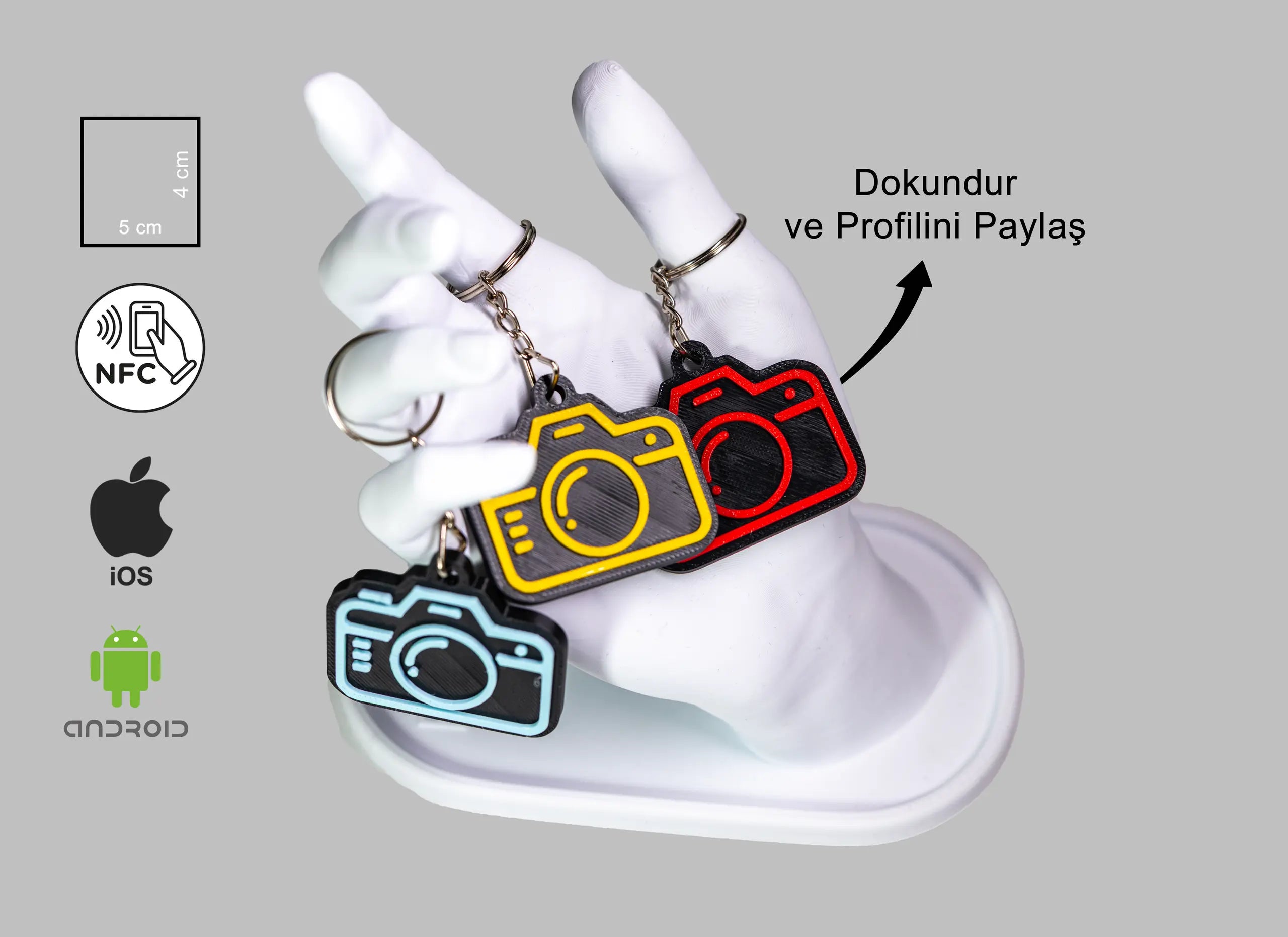 NFC Fotoğrafçı Kamera Anahtarlık – Tek Dokunuşla Portföy